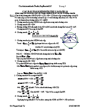 Các bài toán hình Ôn thi Tuyển sinh 10